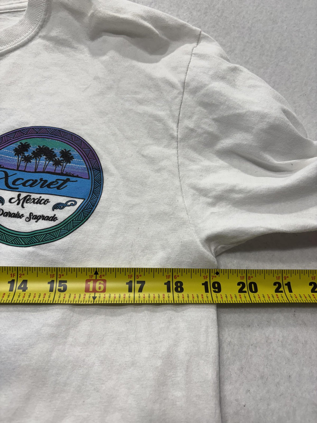 Xcaret Mexico Shirt Mens Medium White Long Sleeve Paraiso Sagrado Graphic Tee