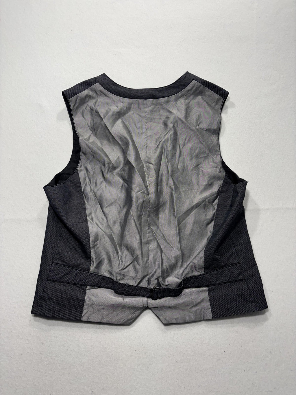 Armani Exchange Suit Vest Mens Large Gray Geometric Belted Back Formal 3 Piece