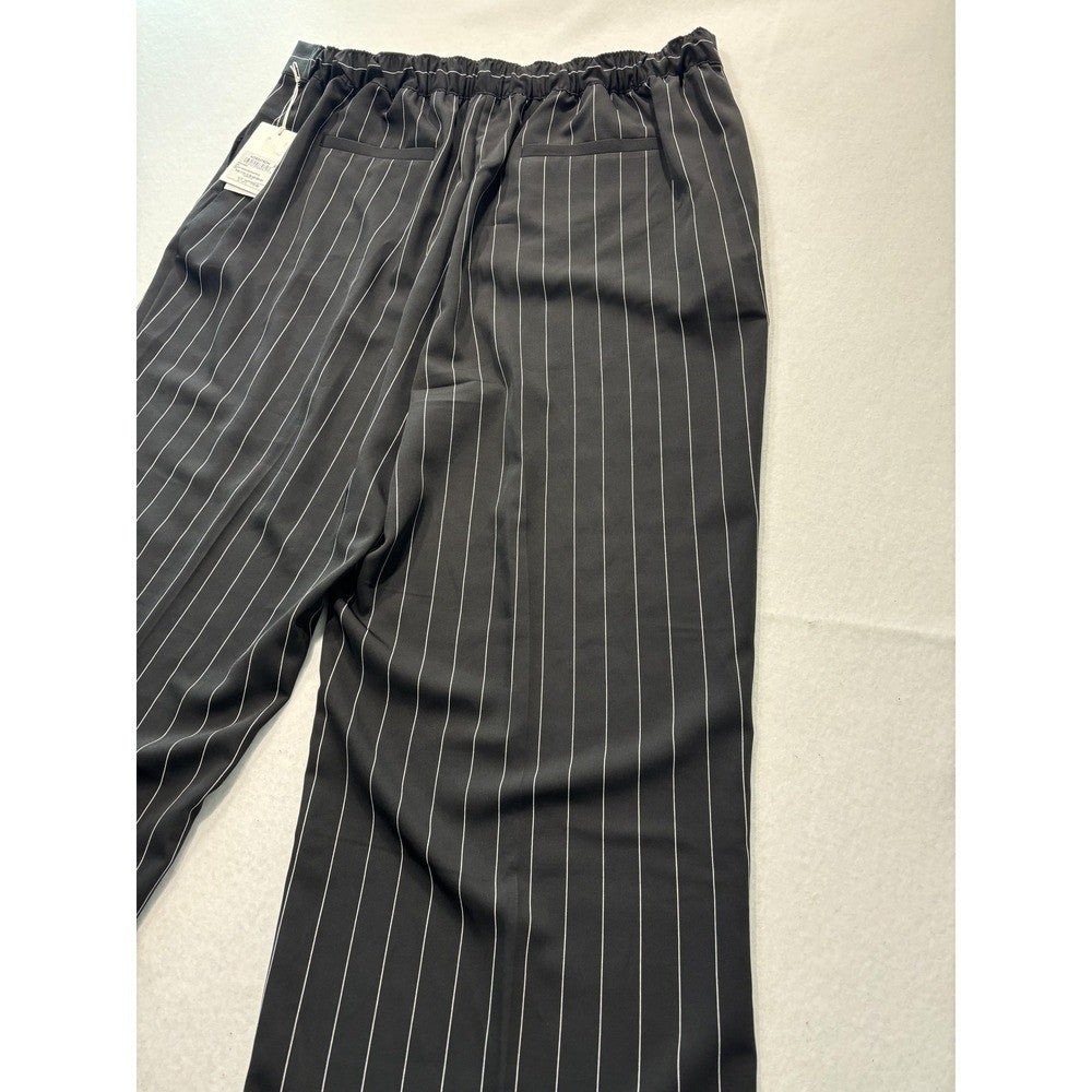 Nordstrom Penelope Pinstripe Wide Leg Dress Pants Black Womens XXL N0501923MI