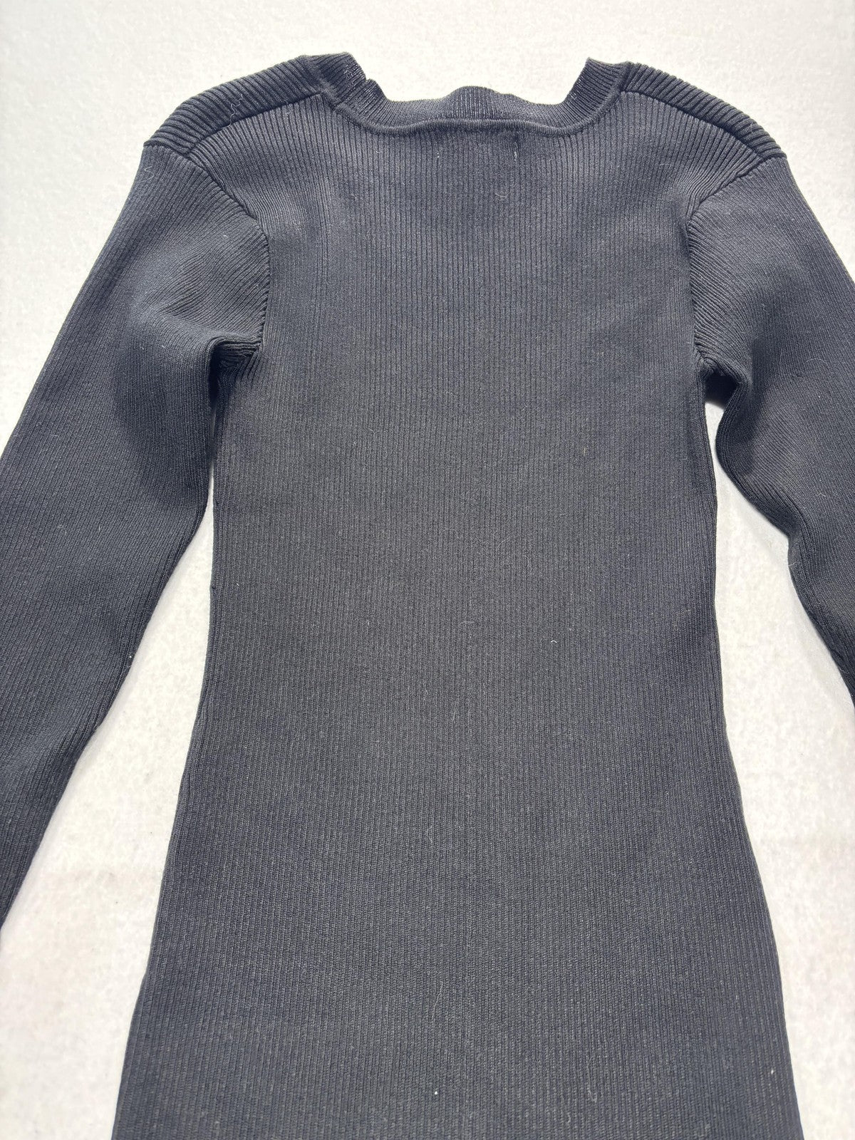 And Now This Black Ribbed Knit Crew Neck Cutout Bodycon Sweater Dress Womens M