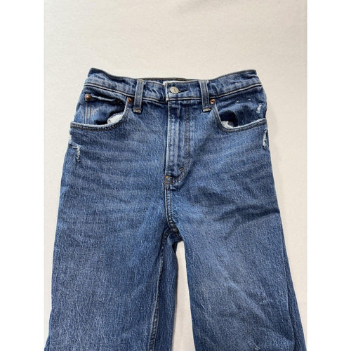 Abercrombie & Fitch 90s Straight Jeans Womens 25 Blue High Rise Distressed 25x27