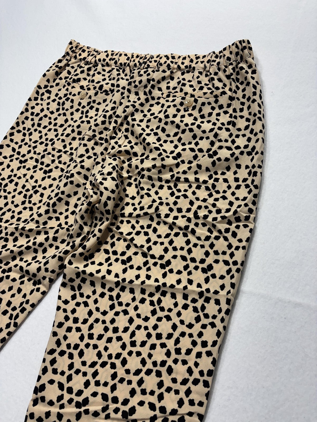 ESSENTIEL Antwerp Dress Pants Womens 40 Beige Geo Dot Print Elastic Waist Slim