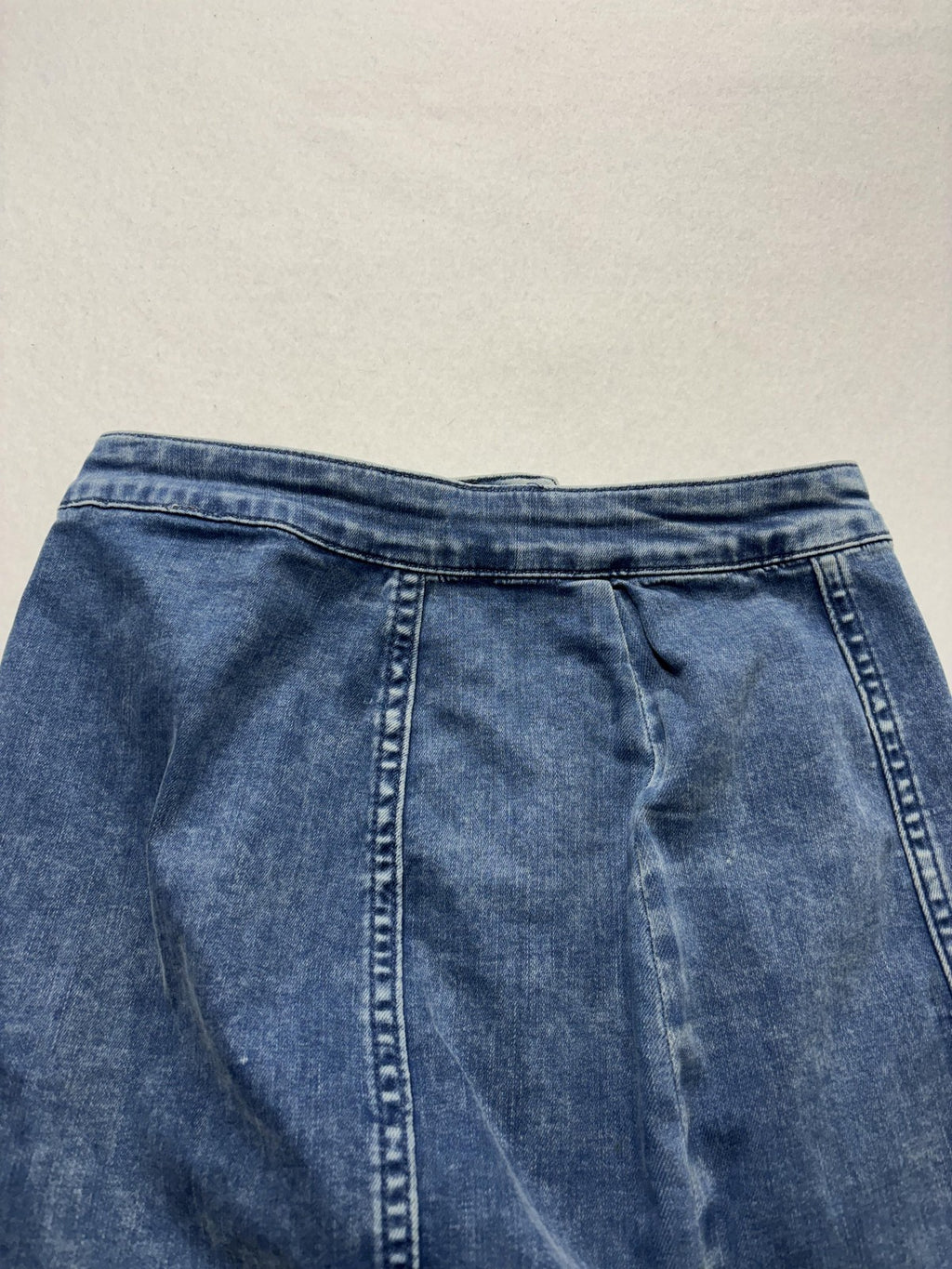 Free People Skirt Womens 4 Blue Denim Button Front A Line Mini Stretch