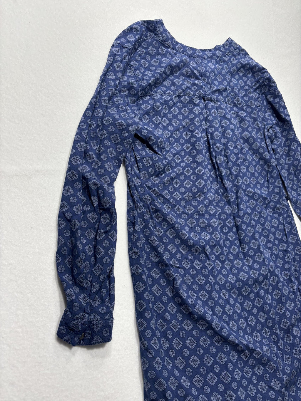 Banana Republic Dress Womens 4P Blue Geometric V Neck Long Sleeve Shirt Dress