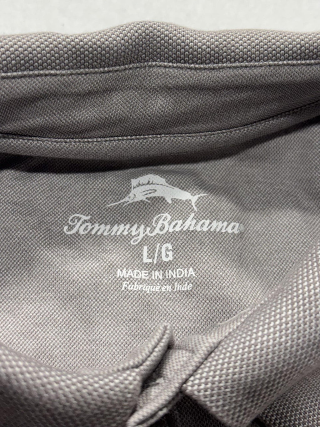 Tommy Bahama Polo Shirt Mens Large Gray Cotton Blend Short Sleeve Logo Casual