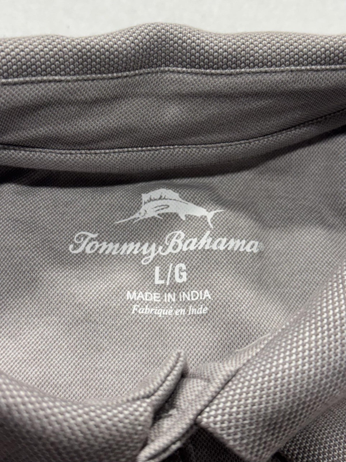 Tommy Bahama Polo Shirt Mens Large Gray Cotton Blend Short Sleeve Logo Casual