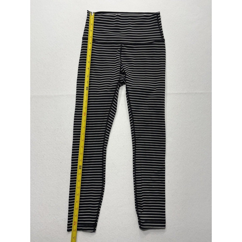 Lululemon Leggings Womens Small Black Stripe High Rise 25" Inseam Stretch Ankle
