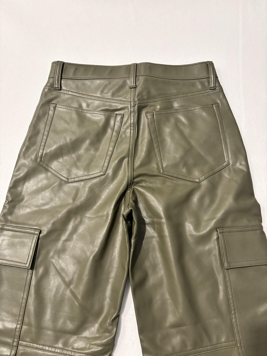 Abercrombie & Fitch Pants Womens 28 Short Green Faux Leather 90s High Rise Cargo