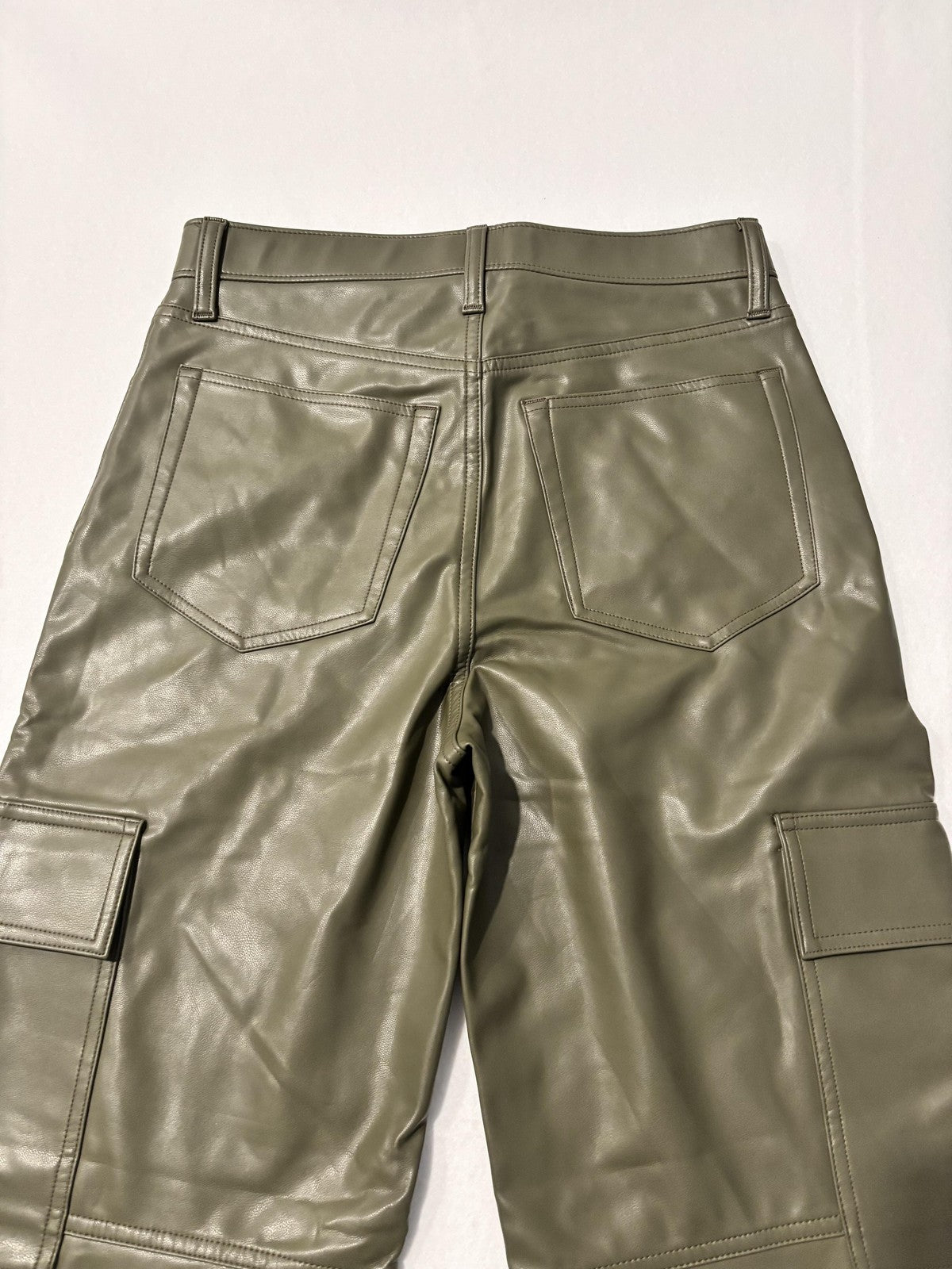 Abercrombie & Fitch Pants Womens 28 Short Green Faux Leather 90s High Rise Cargo