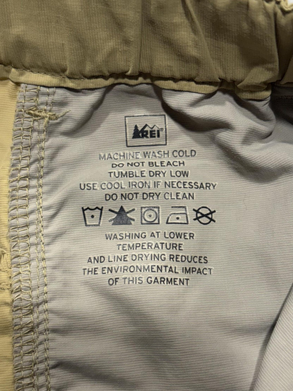 REI Convertible Cargo Pants Mens Medium Beige Nylon Elastic Waist UPF 50 Hiking