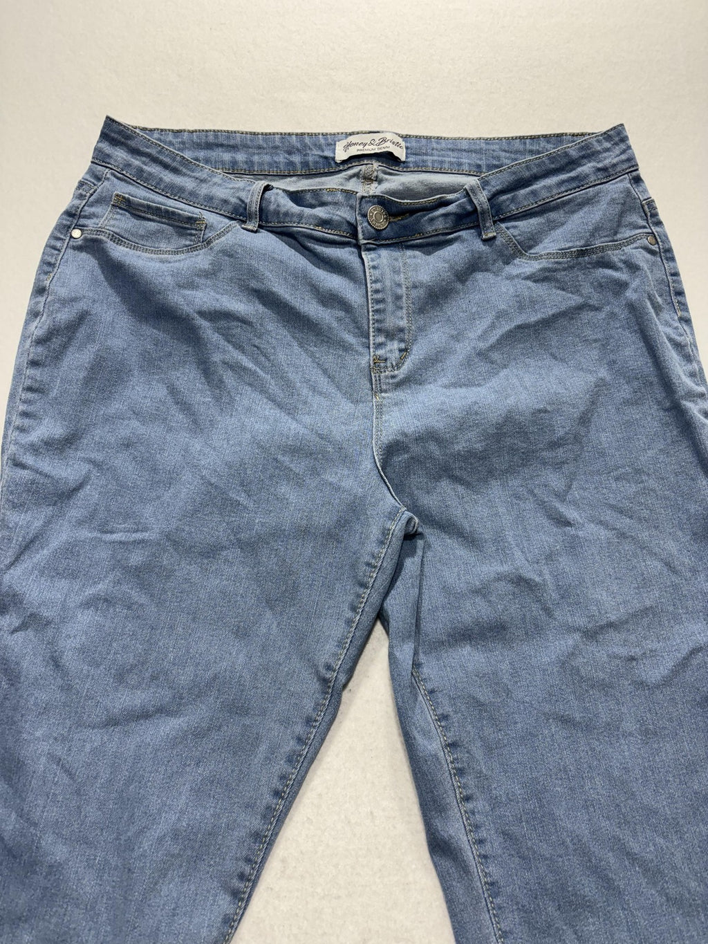 Honey & Bristle Jeans Womens 16 Plus Blue Light Wash High Rise Skinny 36x26.5