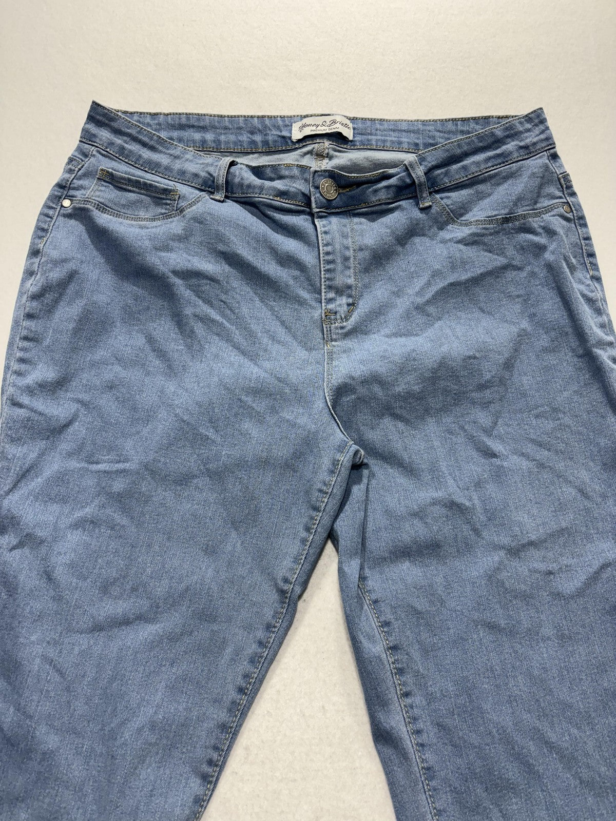 Honey & Bristle Jeans Womens 16 Plus Blue Light Wash High Rise Skinny 36x26.5