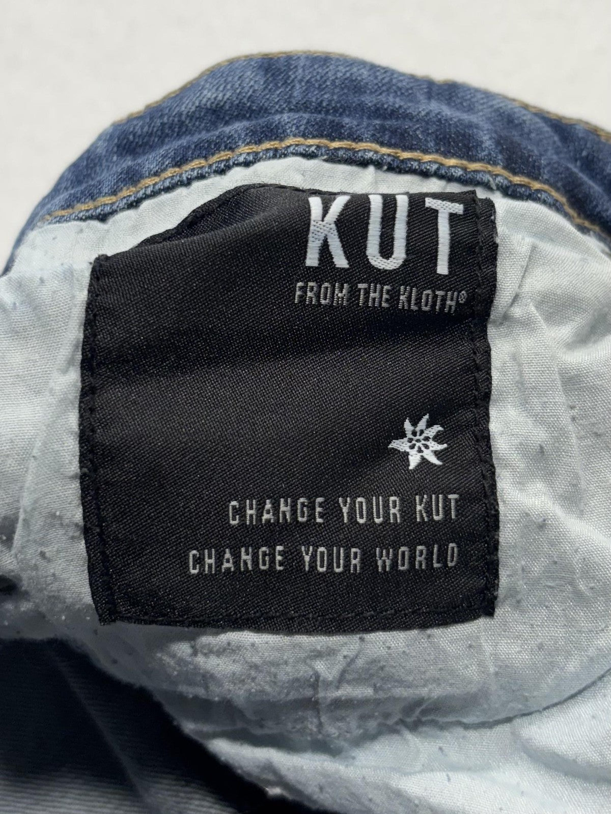 KUT From The Kloth Jeans Womens 14 Blue Mid Rise Straight Raw Hem Distressed