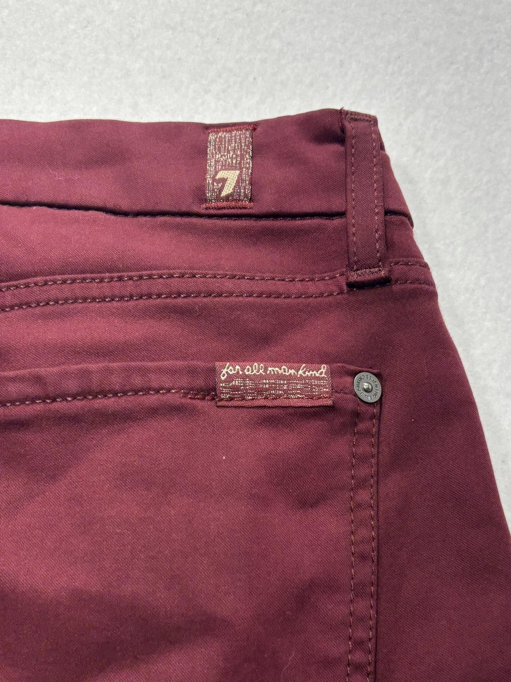7 For All Mankind Jeans Womens 30 Red Burgundy Skinny Mid Rise Stretch 30x27.5