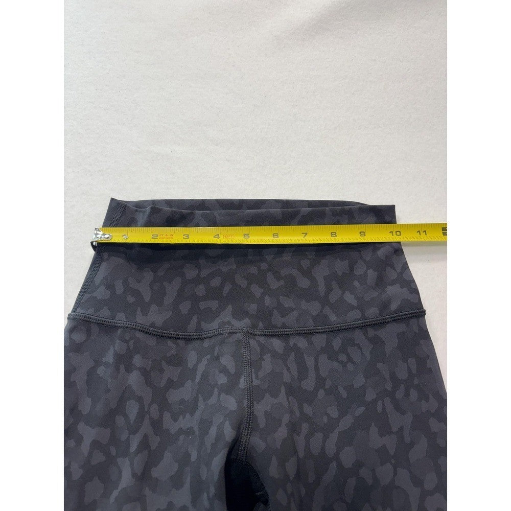 Lululemon Leggings Womens 4 Black Camo High Rise Cropped 23" Inseam Yoga Stretch