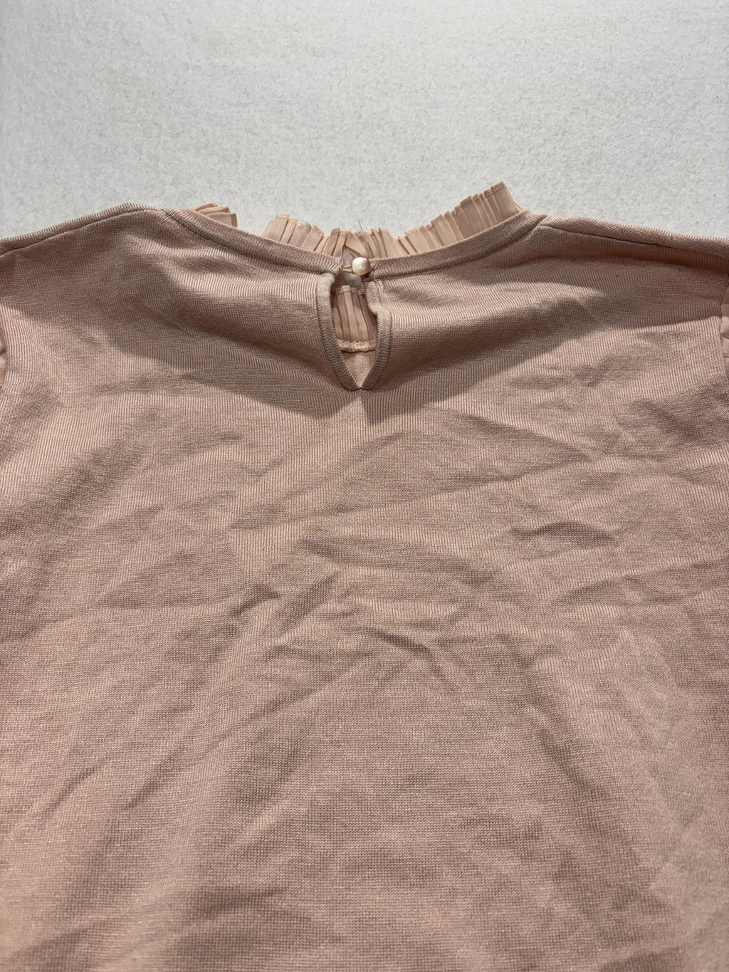 Adrianna Papell Sweater Womens Large Pink Mock Neck Pleated Balloon Sleeve Knit
