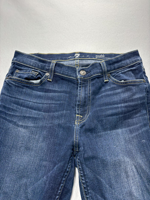 7 For All Mankind Gwenevere Jeans Womens 28 Blue Distressed Ankle Skinny 29x28