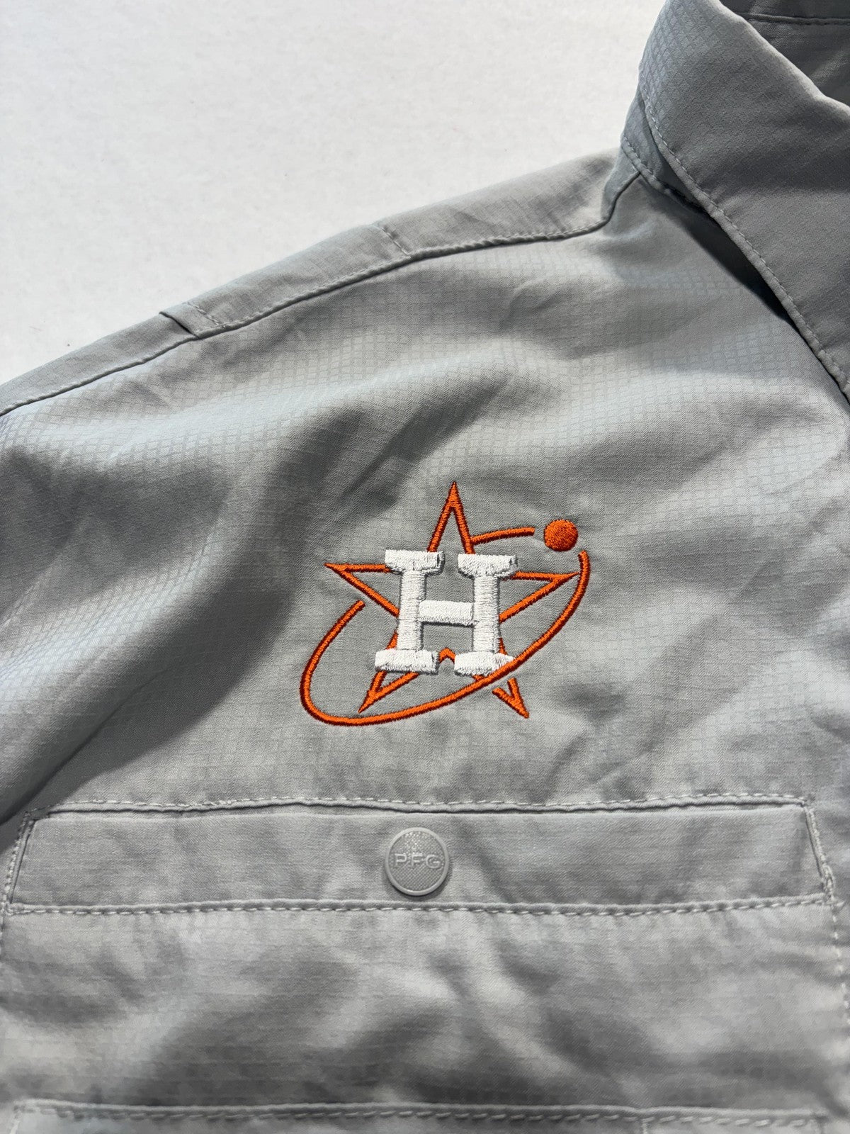 Houston Astros Shirt Mens Large Gray MLB Baseball Columbia PFG Omni Shade
