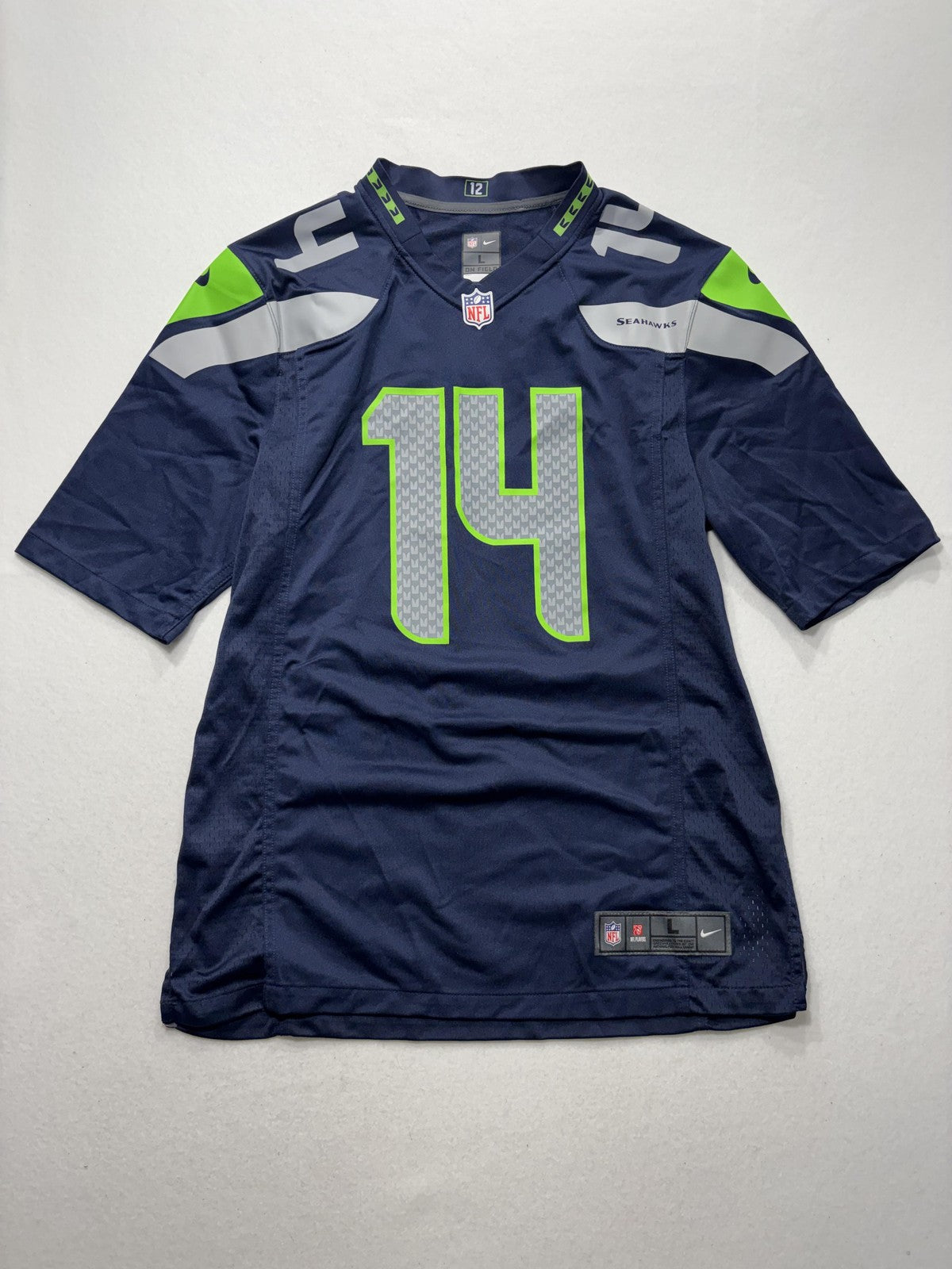 Seattle Seahawks Jersey Mens Large Blue NFL Football Nike DK Metcalf 14 On Field