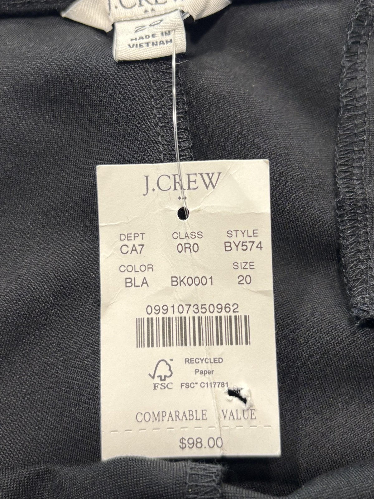 J.Crew Dress Pants Womens 20 Black Ponte Straight Leg Pull On Crop Stretch