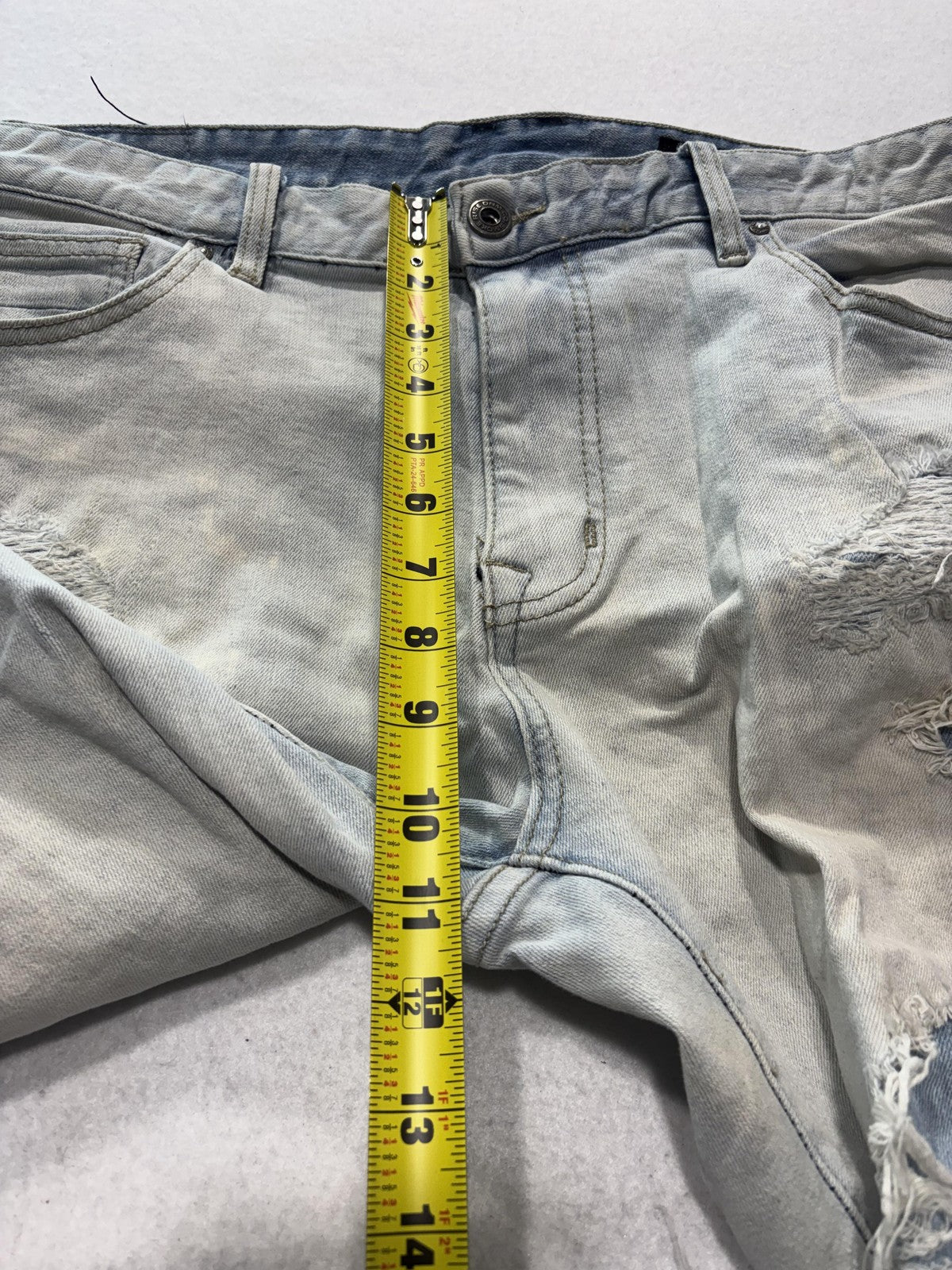 Smoke Rise Jeans Mens 38x34 Blue Light Wash Distressed Moto Biker Slim Tapered