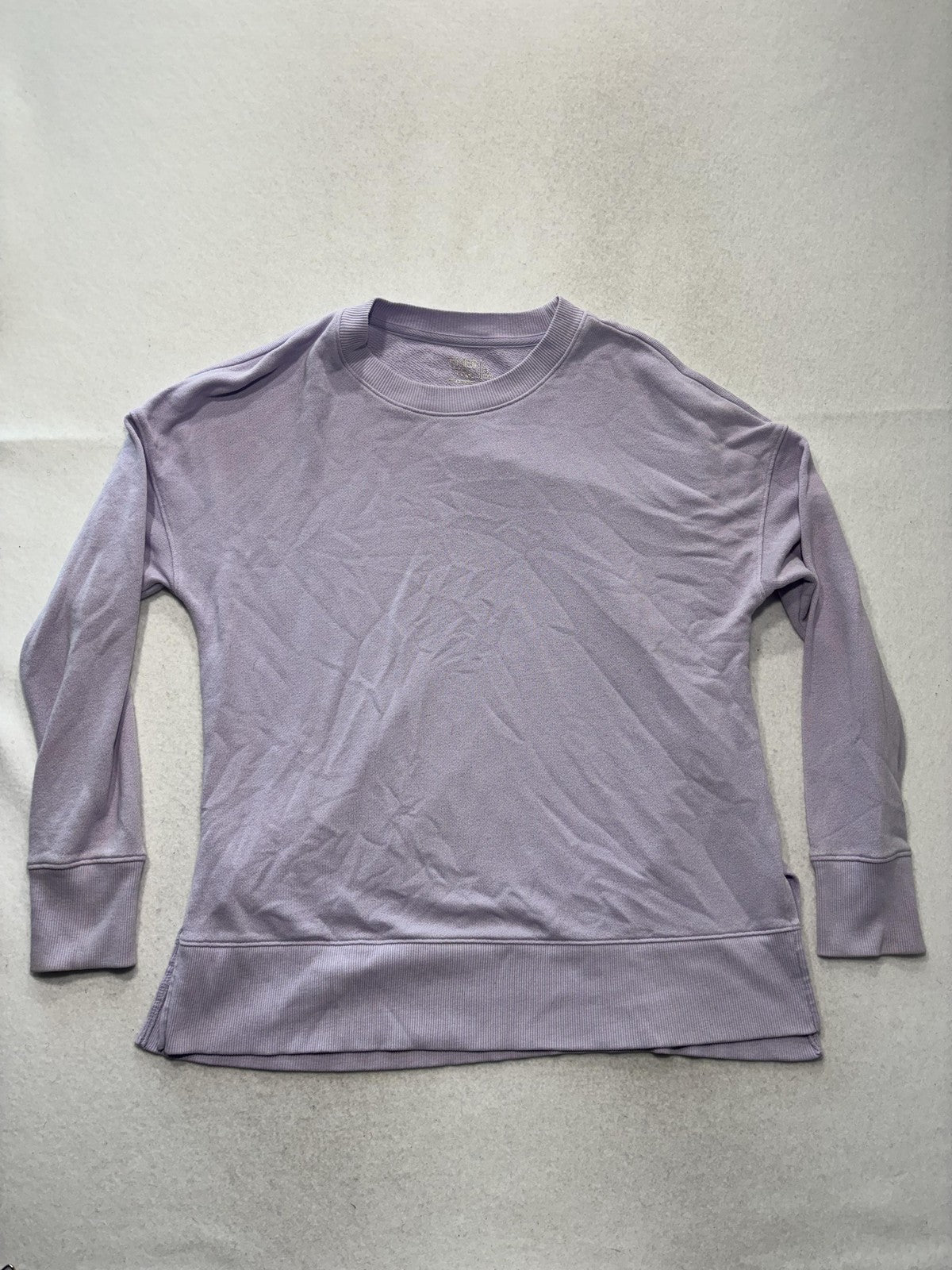 Time And Tru Sweatshirt Womens S Purple Crew Neck Terry Long Sleeve Pullover