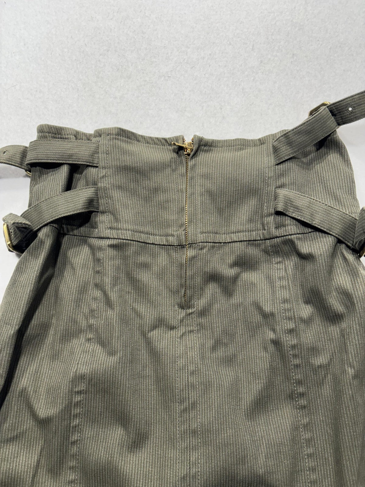 Marc By Marc Jacobs Skirt Womens 6 Green Twill Buckle Pleated A Line Knee Length