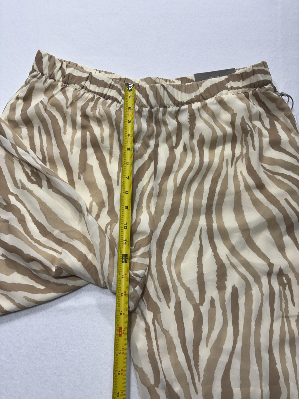 Soft Surroundings Dress Pants Womens Large Beige Neutral Zebra Wide Leg Pull On