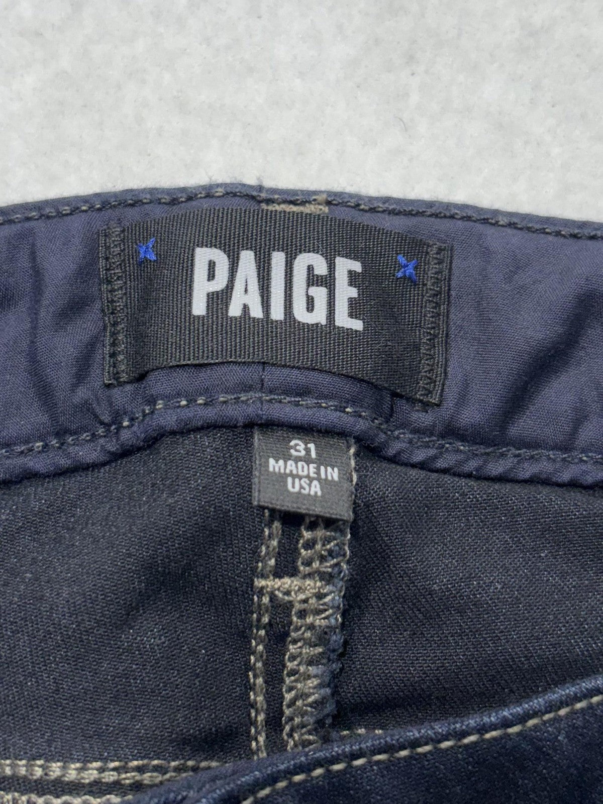 Paige Edgemont Jeans Womens 31 Blue Dark Wash Mid Rise Ultra Skinny 31x29.5 Zips