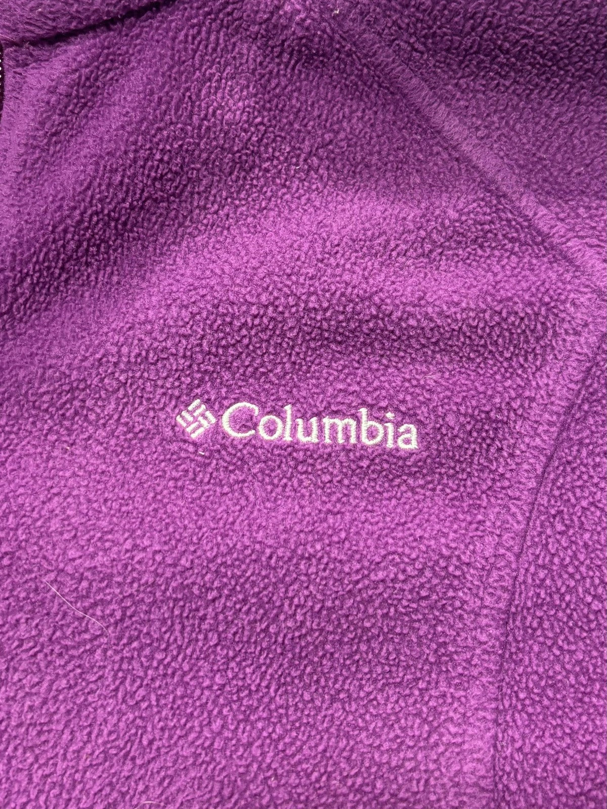 Columbia Jacket Womens Large Purple Fleece Full Zip Stand Collar Pockets Outdoor