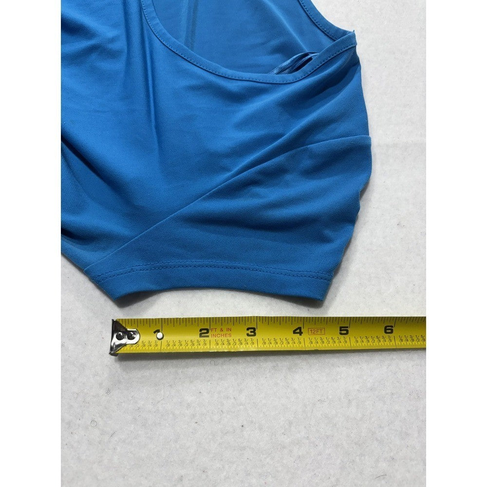 MICHAEL Michael Kors Dress Womens Large Blue Scoop Neck Fit Flare Jersey Stretch