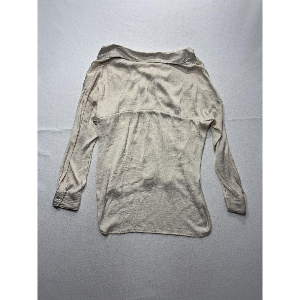 American Eagle Outfitters Blouse Womens XS White V Neck Long Sleeve Tunic Top