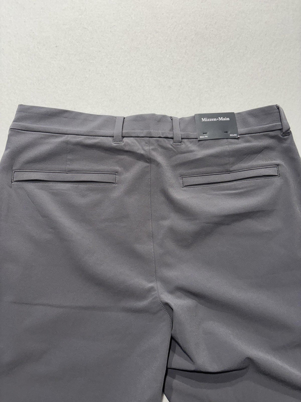 Mizzen+Main Helmsman Chino Pants Mens 32x32 Gray Slim Stretch Travel Casual