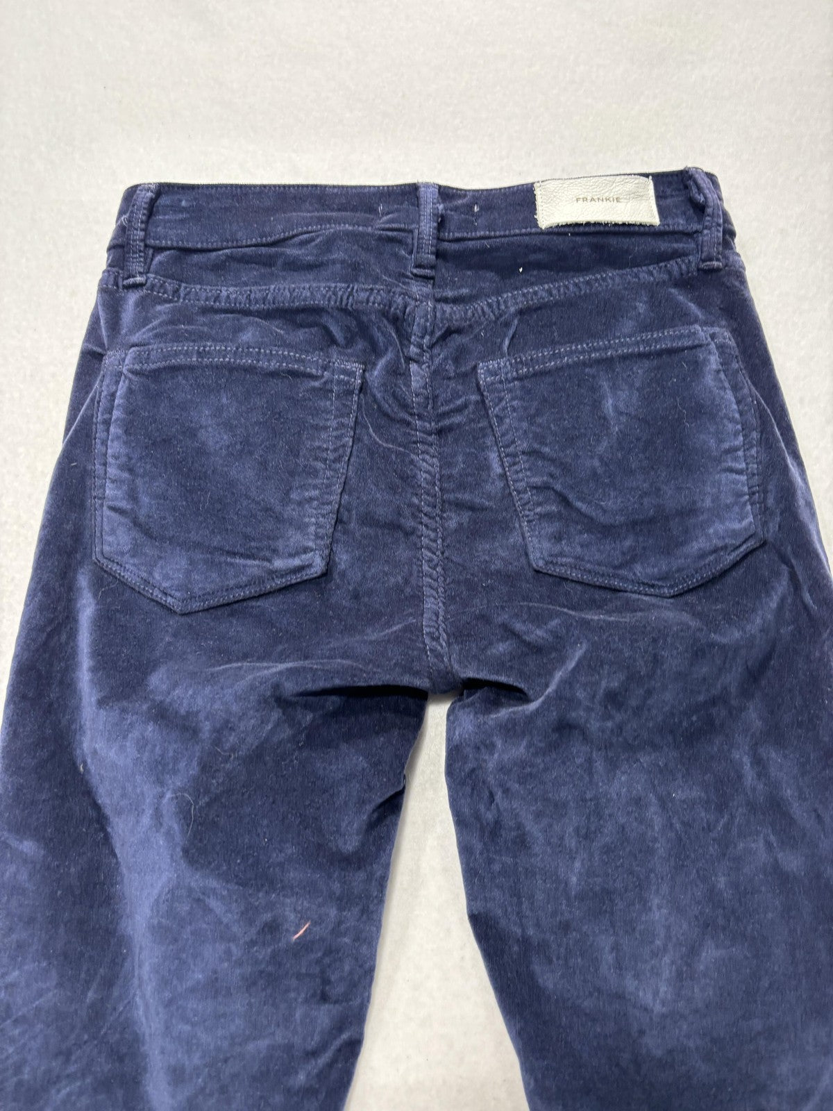 FRANKIE Pants Womens 24 Blue Velvet Skinny Jegging Stretch Zip Pockets Winter
