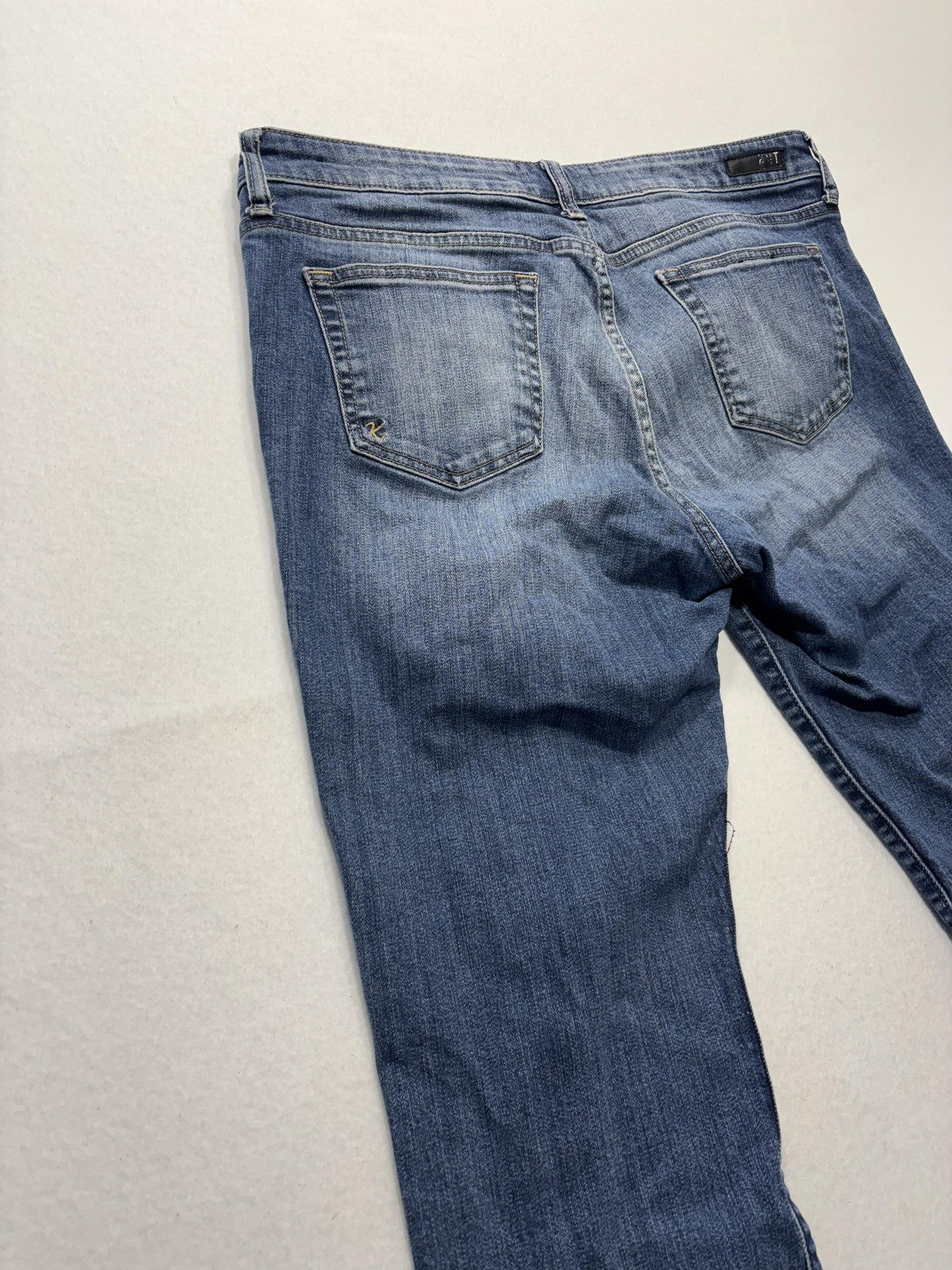 KUT From The Kloth Jeans Womens 14 Blue Mid Rise Straight Raw Hem Distressed