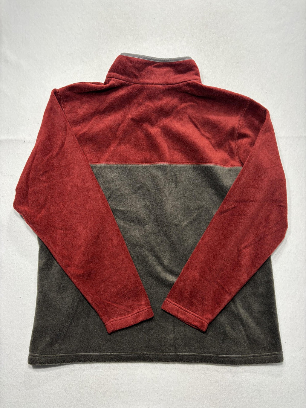 Columbia Pullover Mens XL Red Colorblock Fleece Snap Mock Neck Hiking Outdoor