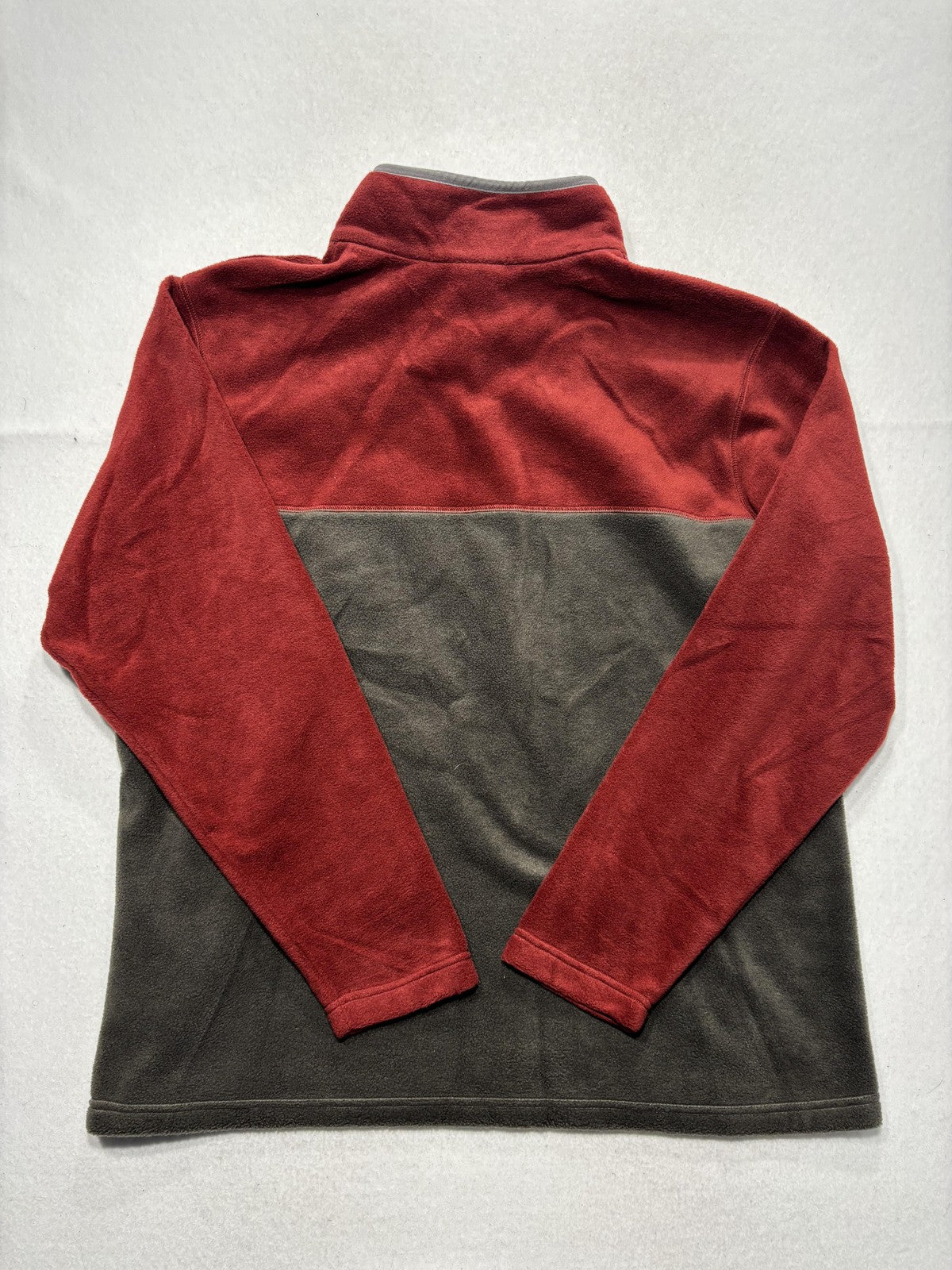 Columbia Pullover Mens XL Red Colorblock Fleece Snap Mock Neck Hiking Outdoor