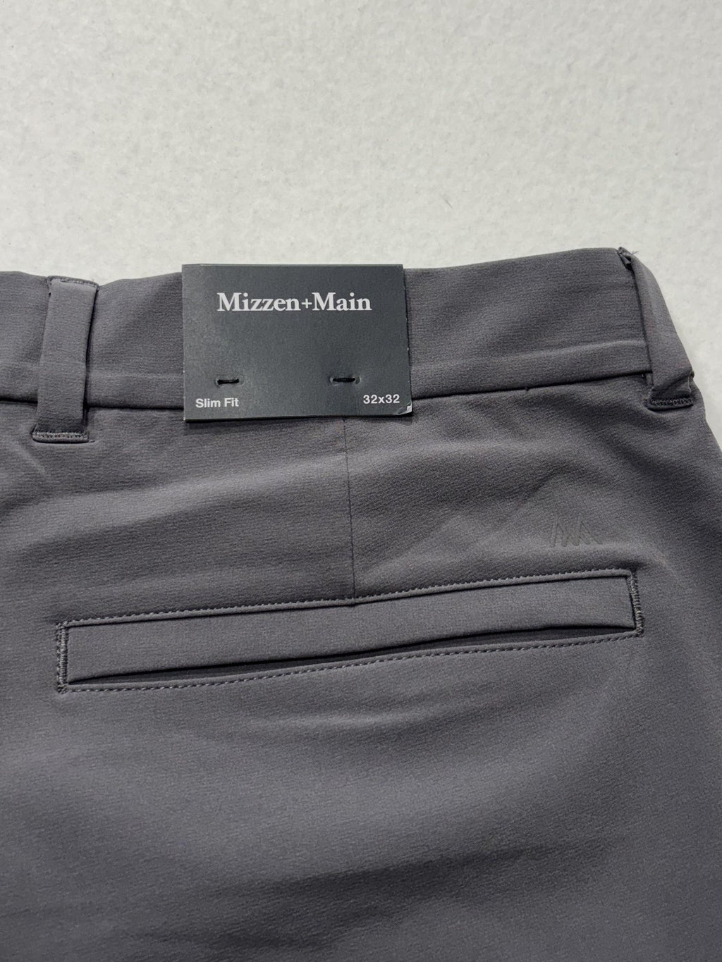 Mizzen+Main Helmsman Chino Pants Mens 32x32 Gray Slim Stretch Travel Casual