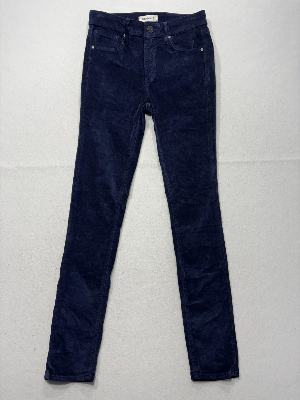 FRANKIE Pants Womens 24 Blue Velvet Skinny Jegging Stretch Zip Pockets Winter