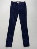 FRANKIE Pants Womens 24 Blue Velvet Skinny Jegging Stretch Zip Pockets Winter