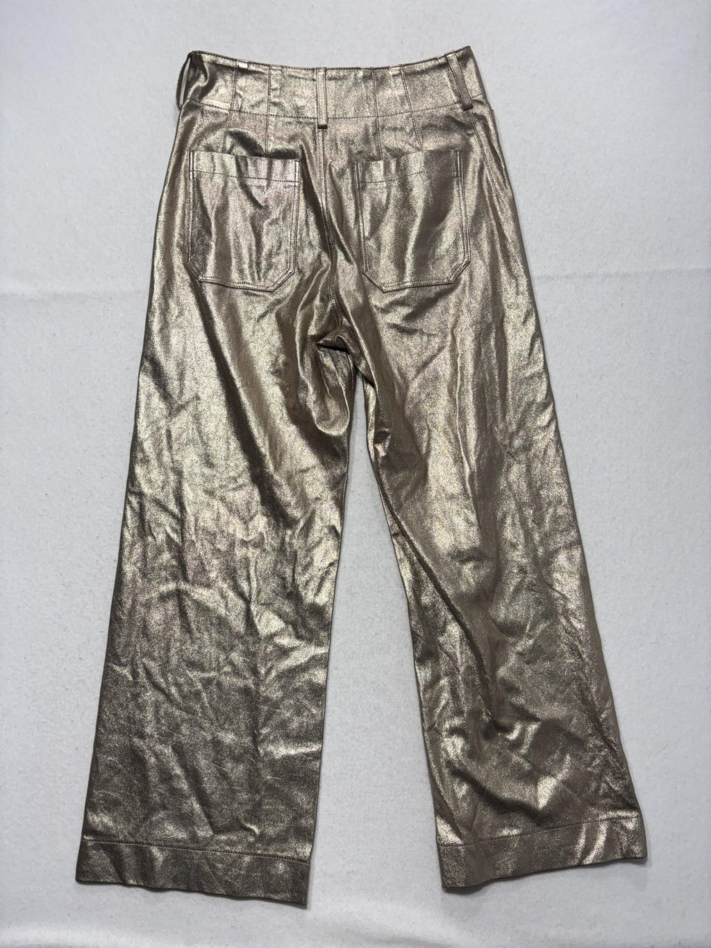 Maeve Pants Womens 26 Gold Colette Metallic Cropped Wide Leg Anthropologie