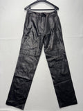 Jamie Sadock Dress Pants Womens 6 Black Leather Straight Leg Lined Zip Pockets