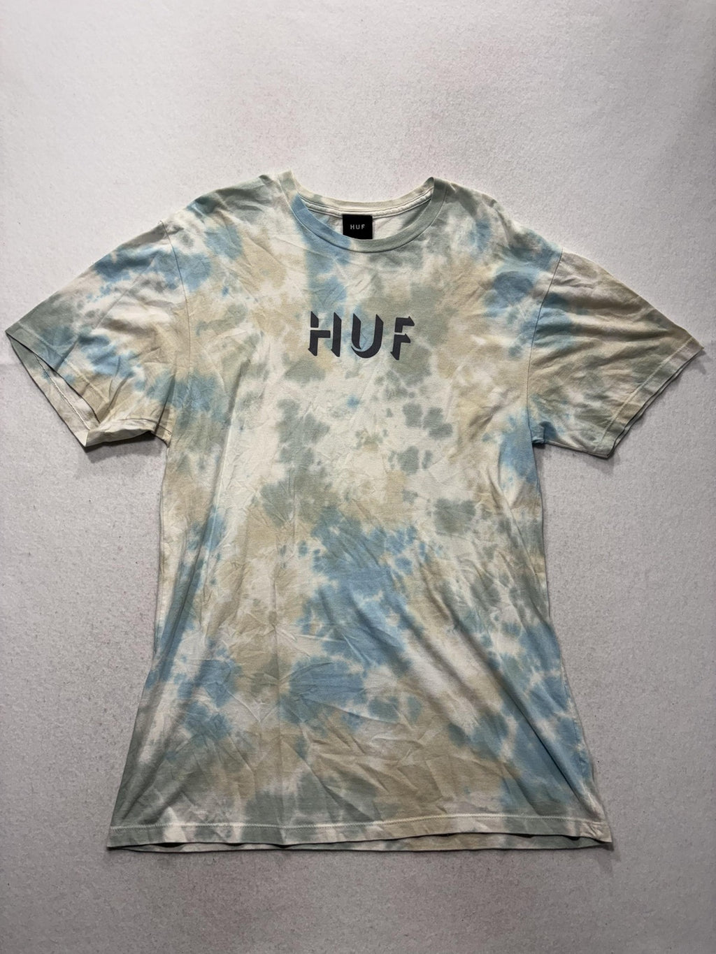 HUF Shirt Mens Large Multicolor Tie Dye Logo Graphic Tee Streetwear Short Sleeve