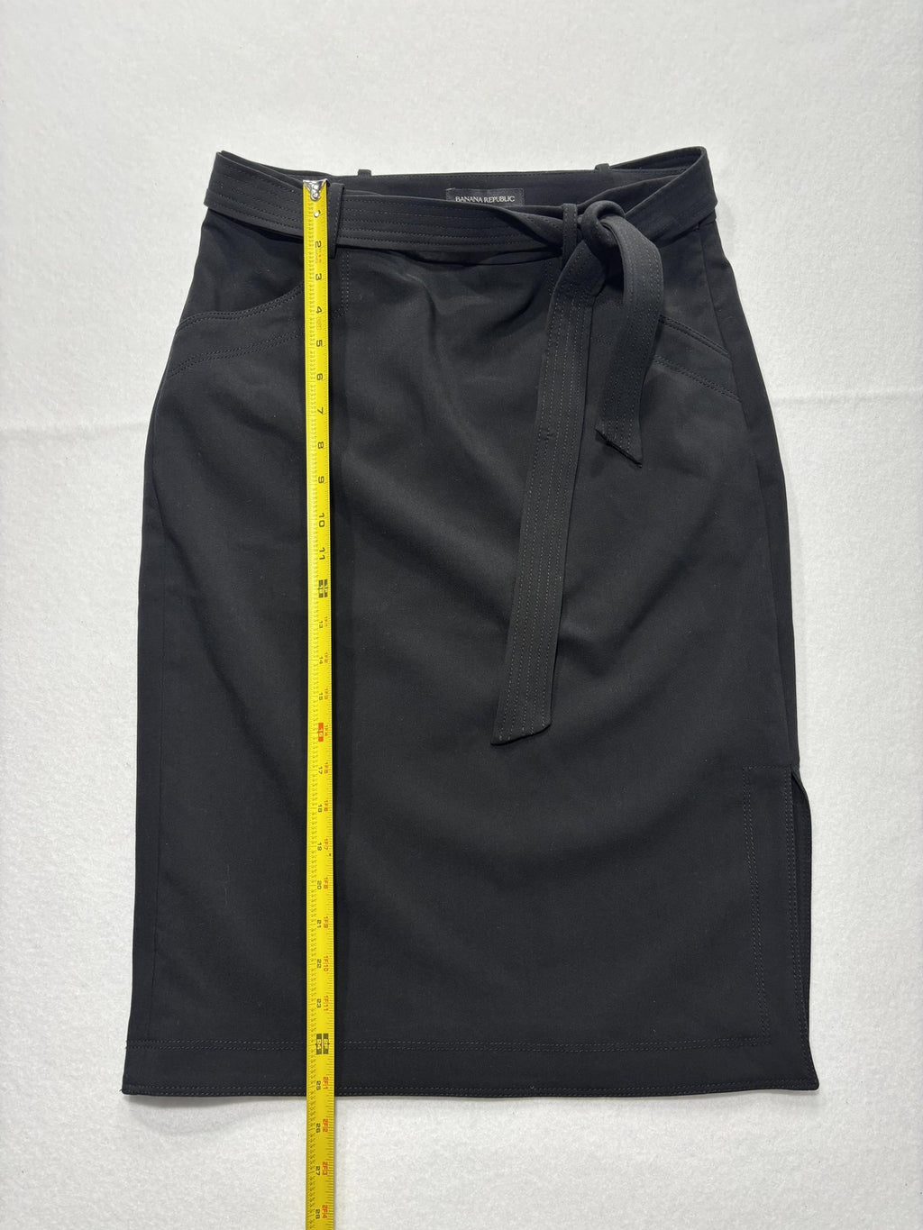 Banana Republic Skirt Womens 6 Black Belted Stretch Knee Length Pencil Work