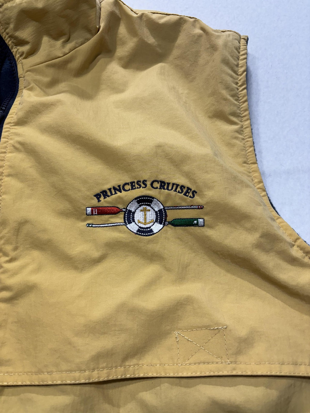 Princess Cruises Vest Mens Large Yellow Nylon Full Zip Fleece Lined Windbreaker