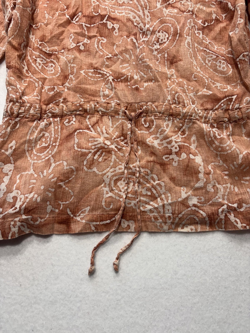 Columbia Blouse Womens Small Brown Paisley 3/4 Sleeve Tunic Button Front Cotton