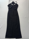 ELPIS Dress Womens Medium Black High Neck Cutout Strappy Maxi Slip Formal Gown