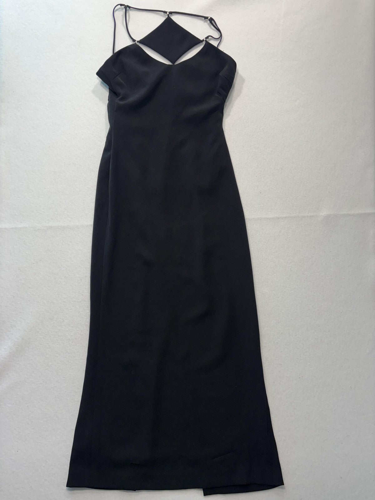 ELPIS Dress Womens Medium Black High Neck Cutout Strappy Maxi Slip Formal Gown