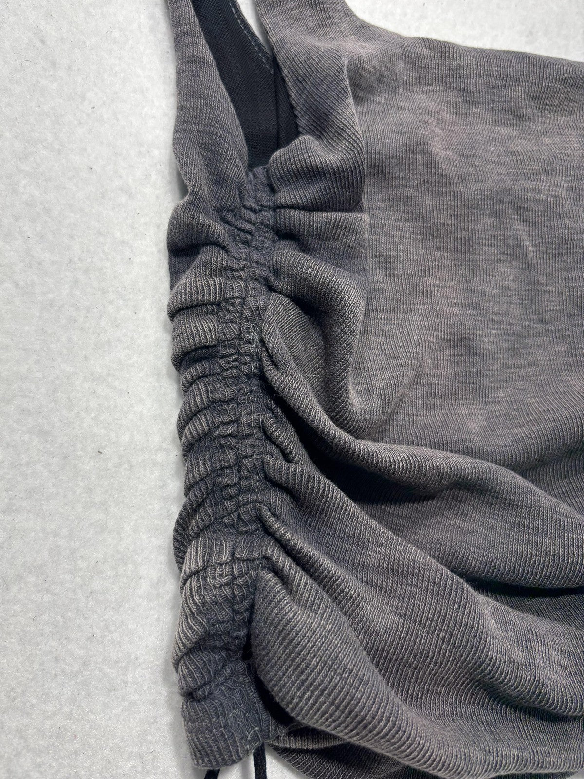 Free People Tank Top Womens XS Gray Ruched Tie Strap Cropped Knit Summer Casual