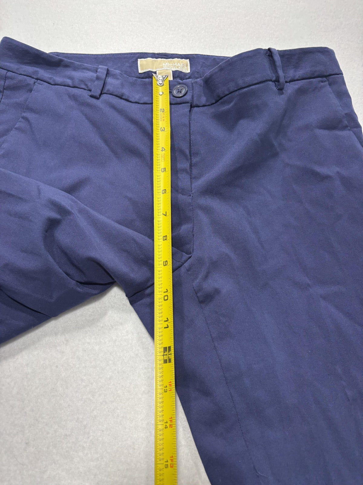MICHAEL Michael Kors Dress Pants Womens 8 Blue Twill Slim Stretch Flat Front
